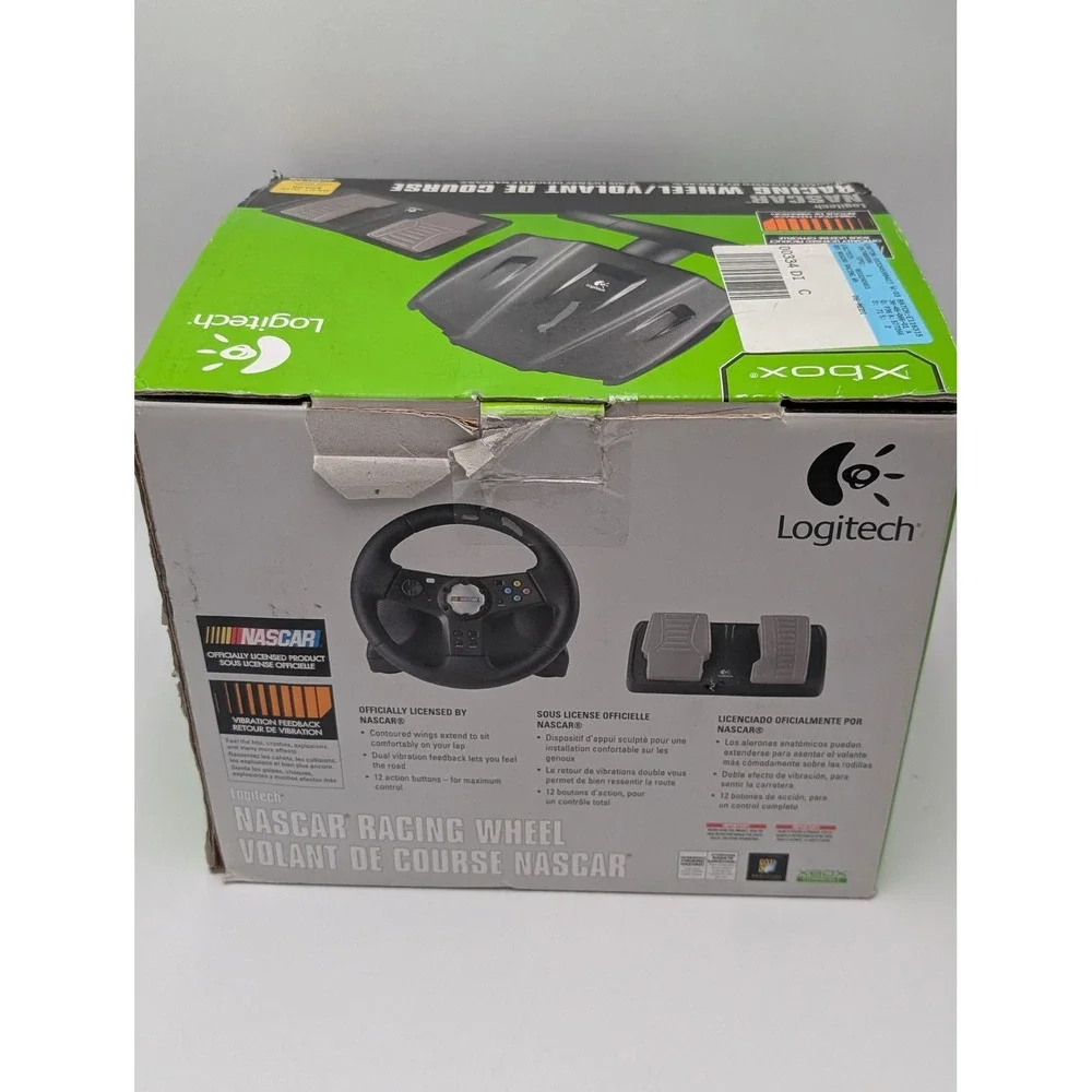 Logitech NASCAR Racing Wheel Xbox Original Black Wired Controller Pedals Boxed